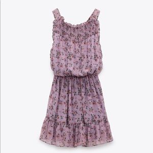 ZARA FLORAL PRINTED MINI DRESS LILAC